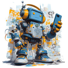 Robot Graffiti, t-shirt design