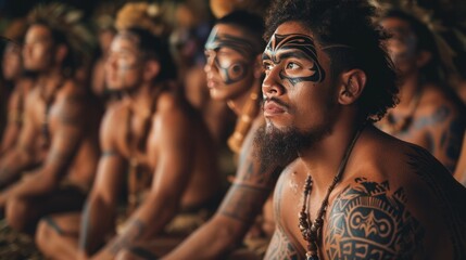 Maori in New Zealand rich culture and Traditional tattoos - obrazy, fototapety, plakaty