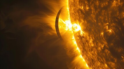 Solar corona coronal ejection space black hole.   Generated by AI - obrazy, fototapety, plakaty