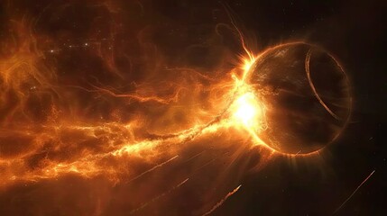 Solar flare erupts intense burst of solar energy in space. Generated by AI - obrazy, fototapety, plakaty