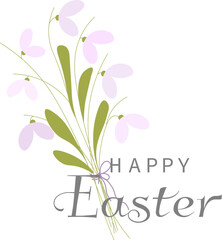 Happy Easter vector card. Delicate spring flowers and the inscription Happy Easter. Spring card. Postcard with spring flowers.