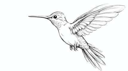 Humming Bird Drawn vector illustration isolated on white