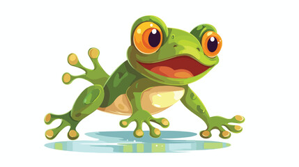 Frog cartoon jumping isolated on white background.