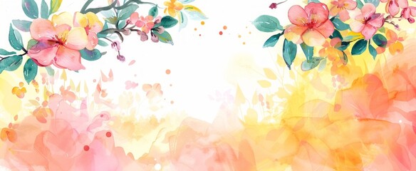 Obraz na płótnie Canvas Sun-kissed Floral Watercolor Spring Background