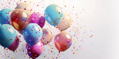 Fototapeta na wymiar Lovely joyful birthday balloons with vibrant colors. Generative Ai