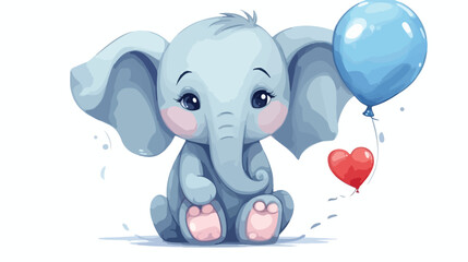 Illustration with cute elephant with balloon