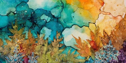A detail from an alcohol ink luxury paper painting