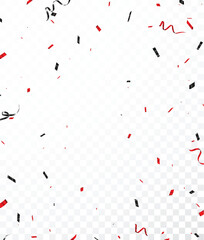 Falling red and black confetti isolated on transparent background - 754188012
