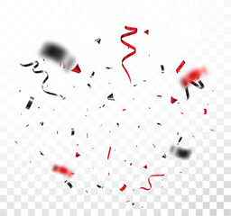 Falling red and black confetti isolated on transparent background - 754188016