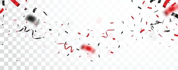 Falling red and black confetti isolated on transparent background - 754188065