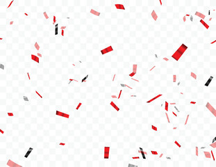 Falling red and black confetti isolated on transparent background - 754188068