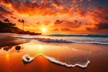 Behangcirkel sunset over the sea © kashif