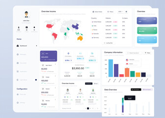 UI UX Infographic dashboard. UI design with graphs, charts and diagrams. Web interface template