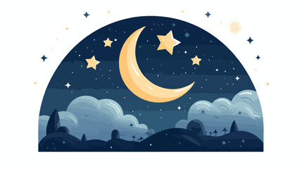 Moon on a starry night sky vector illustration