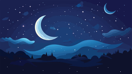 Obraz na płótnie Canvas Moon on a starry night sky vector illustration