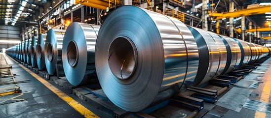 Steel Plant Production Line Aluminum Sheet Rolls - obrazy, fototapety, plakaty