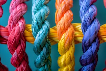 Vibrant and Colorful Ropes Tied Together in Bold Style