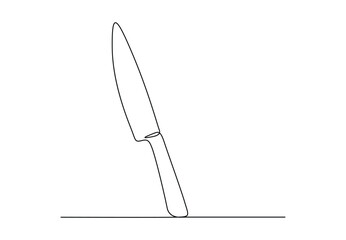 Kitchen knife continuous single line drawing vector illustration. Free vector