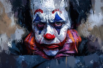Ai clown triste e horror 01 - obrazy, fototapety, plakaty
