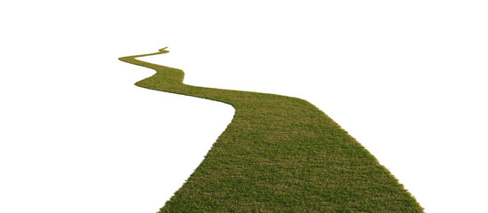 Grass path isolated on transparent background. 3D rendering.	
