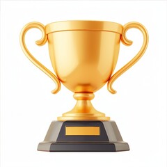 Trophy icon, 3D render, white background, generative AI