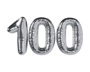 Number 100 Silver 3d illustration