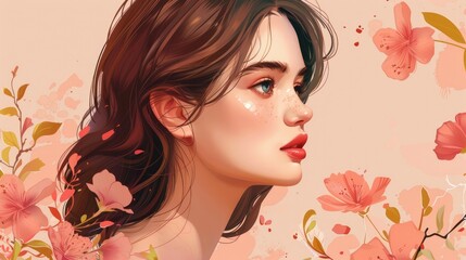 Obraz na płótnie Canvas Cute girl romantic elegant fashion illustration graphic design