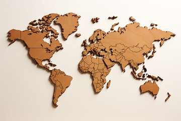 a wooden world map