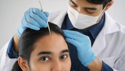 Hair Transplant Operation Process with Surgeon. 