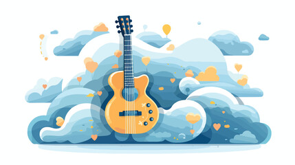 Guitar Cloud Computing isolated on white background. - obrazy, fototapety, plakaty