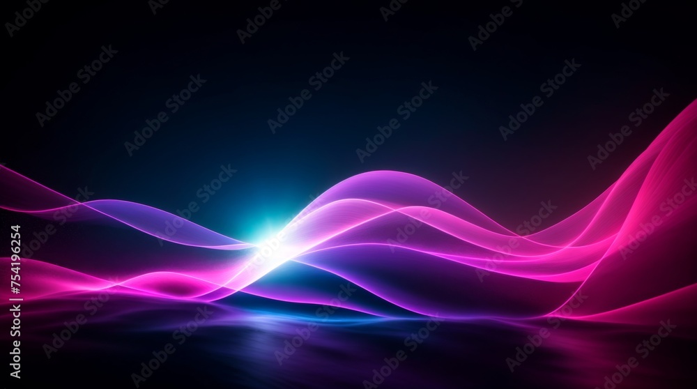 Poster exquisite pink and blue light patterns cascading in a starry setting