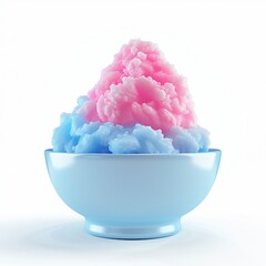 cute shaved ice icon, 3D render, white background, generative AI