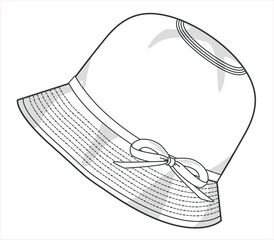 Baby Hat Technical Drawing, Flat Sketch, Vector illustration. Baby clothing collection, baby BEANIE design.