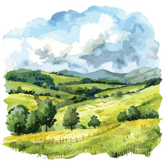 A peaceful countryside landscape vector illustration