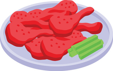 Red chicken wings icon isometric vector. Cooking menu. Hot meal recipe