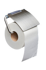 White toilet roll paper dispenser isolated