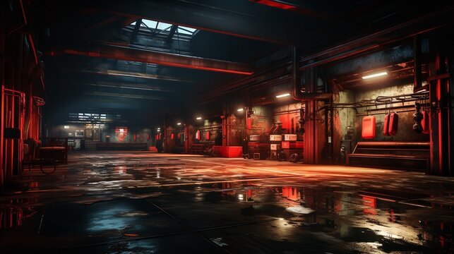 Red and Black Boxing Gym: Photorealistic Realism in 8K/4K