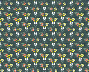 Abstract floral green seamless pattern - 754199432