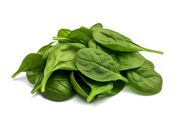 Fresh green spinach leaves on white background. Generative AI
