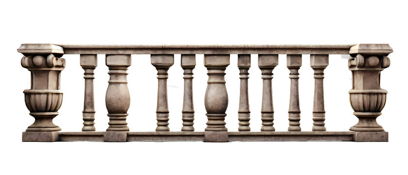 Balcony stone railing isolated on white background