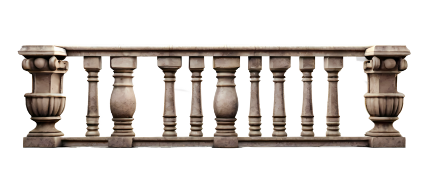 Balcony stone railing isolated on white background