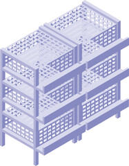 Fototapeta premium Chicken net box icon isometric vector. Feed production. Nature feeder female aviculture
