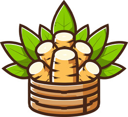 illustration of cassava in a pot illustration