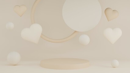 3D Rendering abstract beige background with podium 