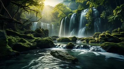 Fotobehang waterfall in the jungle © malik