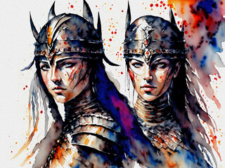 Female Warrior, Oil Painting - 754202678