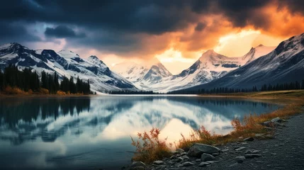 Foto op Plexiglas sunrise over the lake © malik