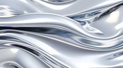 Glossy silver chrome metal fluid effect background - obrazy, fototapety, plakaty