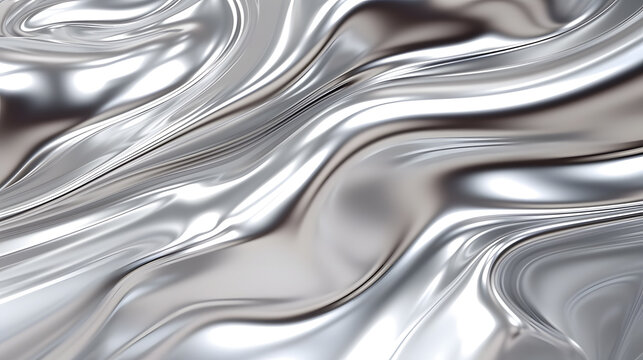 Glossy silver chrome metal fluid effect background
