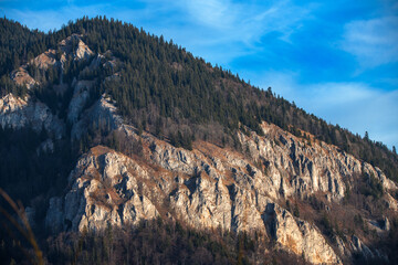Scenic landscape of Piatra Craiului mountains in the Romanian Carpathians